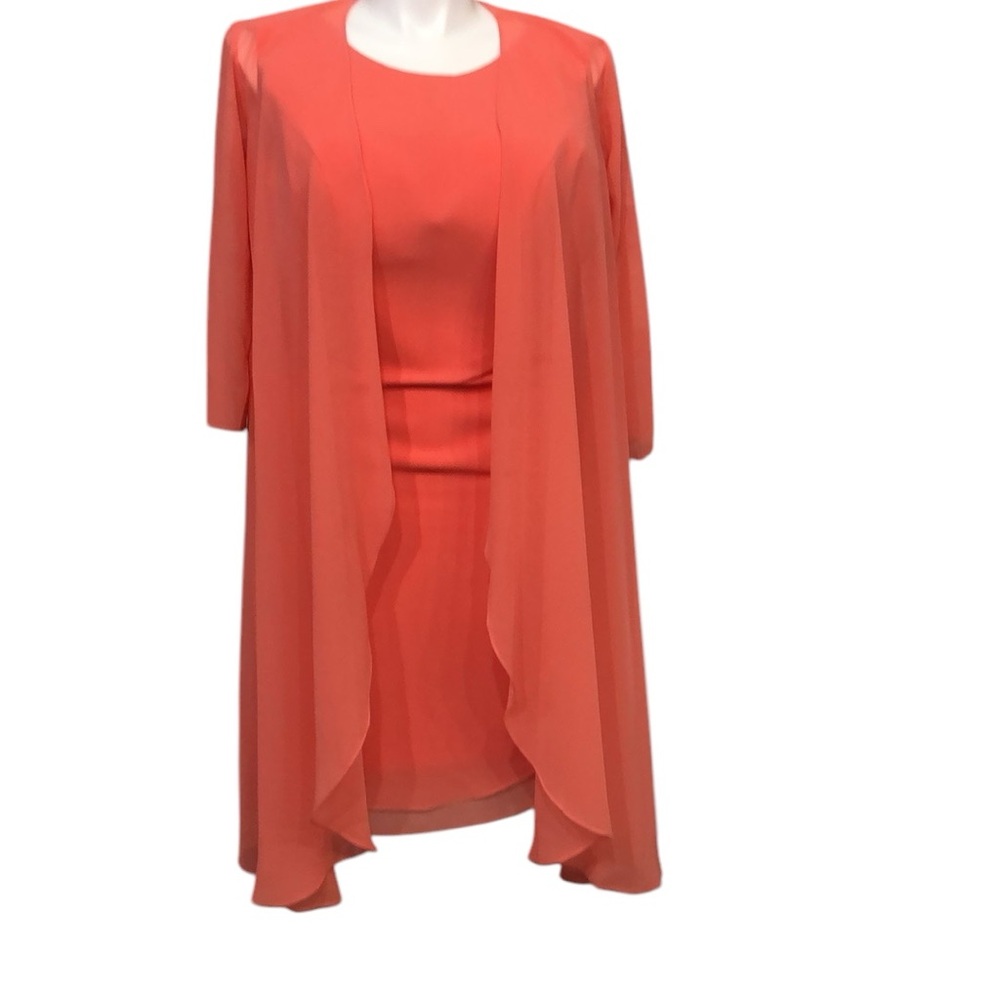 Bridess Elegant Coral Dress with Sheer Overlay
